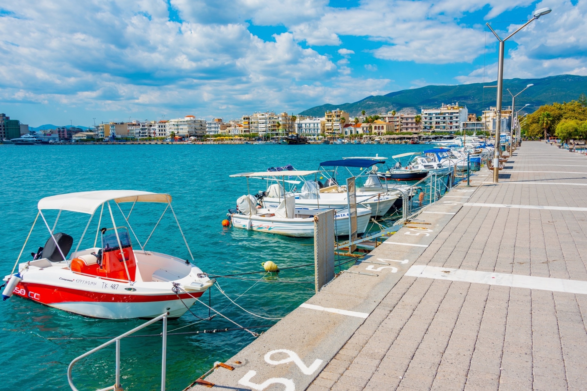 Kalamata Marina with moored boats